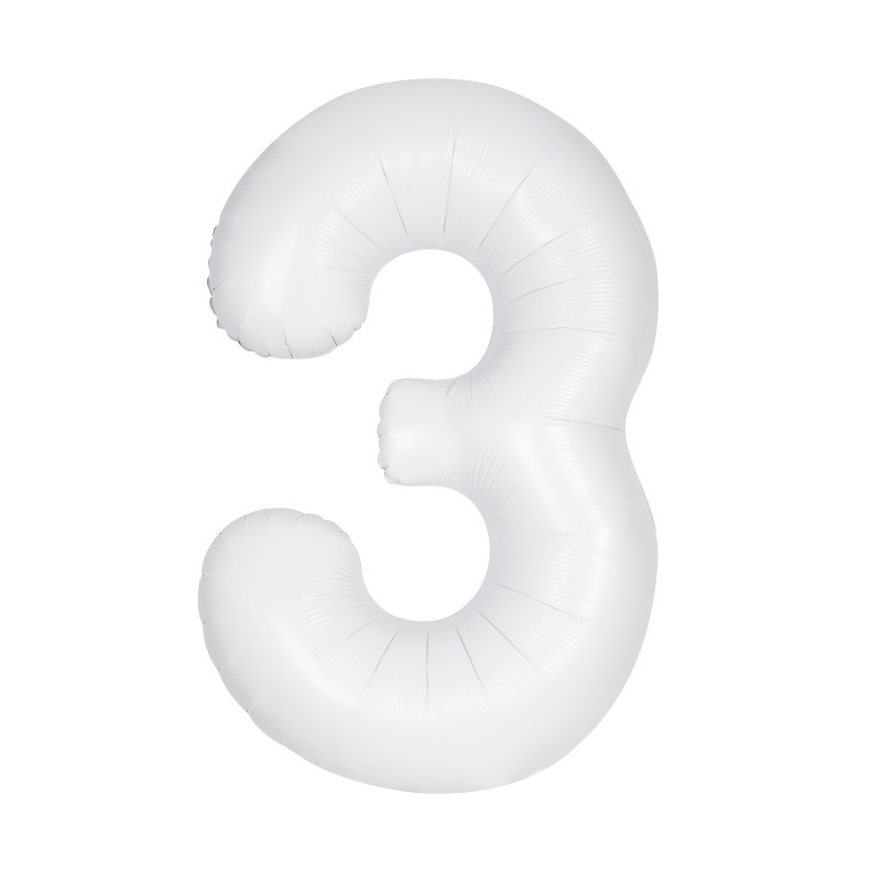 #3 white matte number balloon  14in
