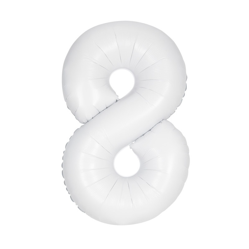 #8 white matte number balloon  34in