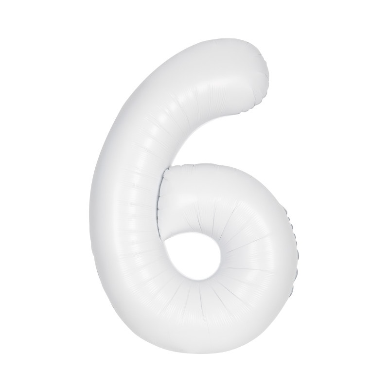 #6 white matte number balloon  13in