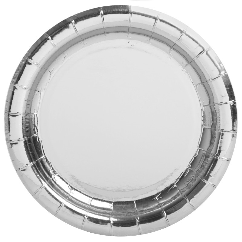 Silver Foil Round 7″ Dessert Plates 8ct