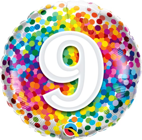 9 Rainbow Confetti Mylar balloon