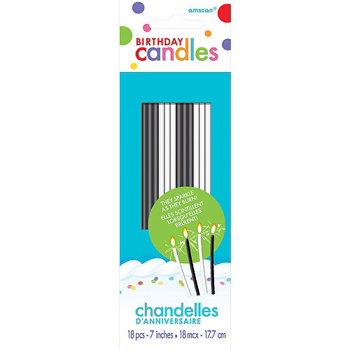 Black and white birthday candles