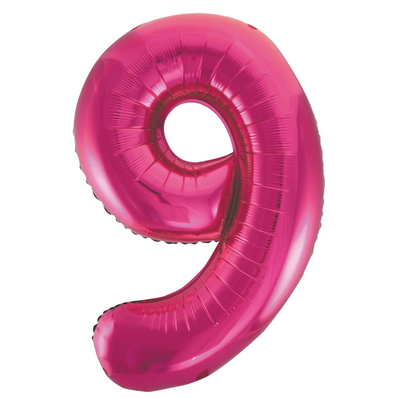 #9 Hot Pink number balloon  18in