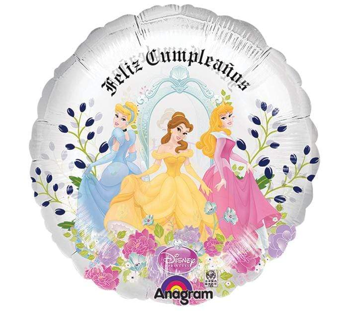 Feliz cumpleaños Disney princess clear Mylar 18in