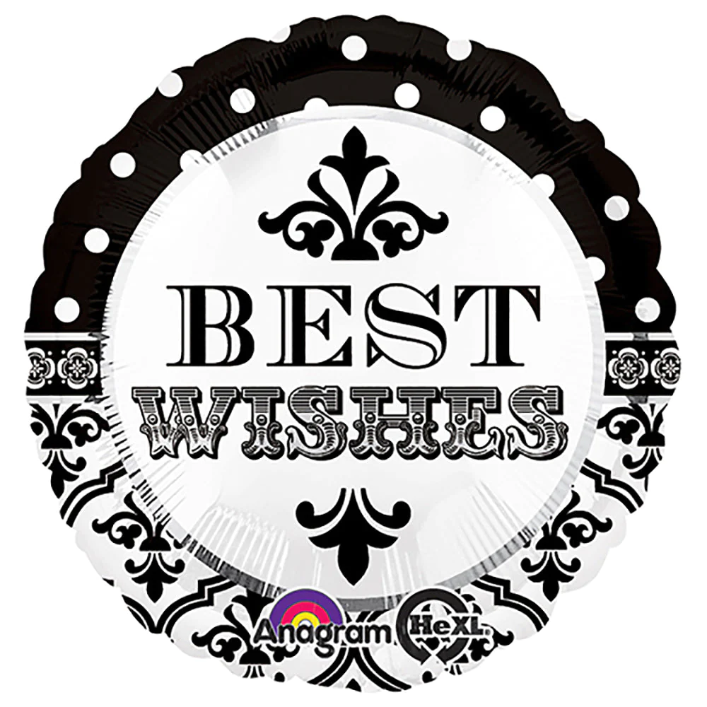 Best wishes black & white std foil balloon