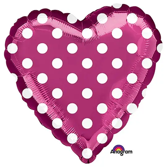 Hot pink heart with polka dots