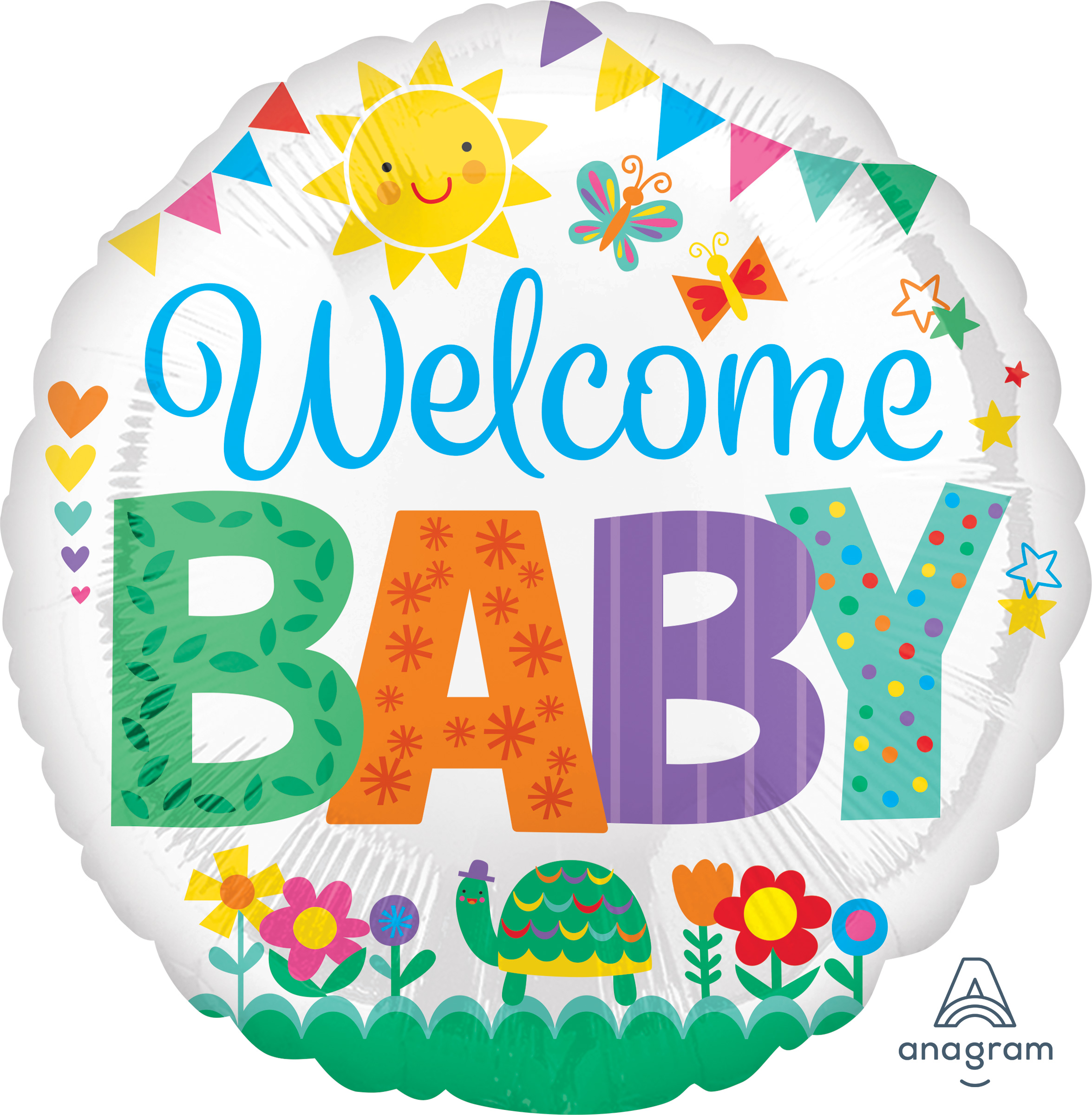 Welcome Baby Cute Icons Mylar balloon 17in
