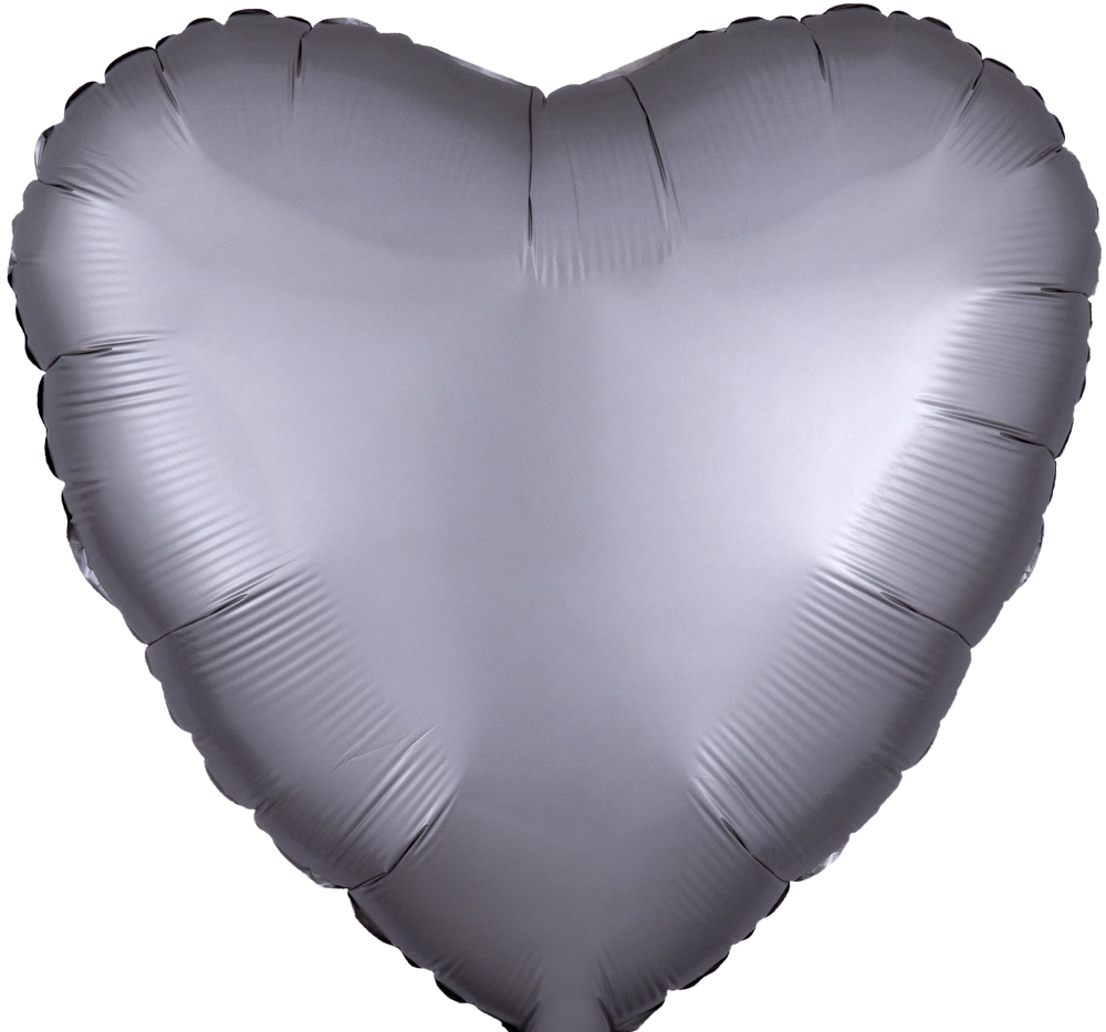 Satin Silver heart shape mylar