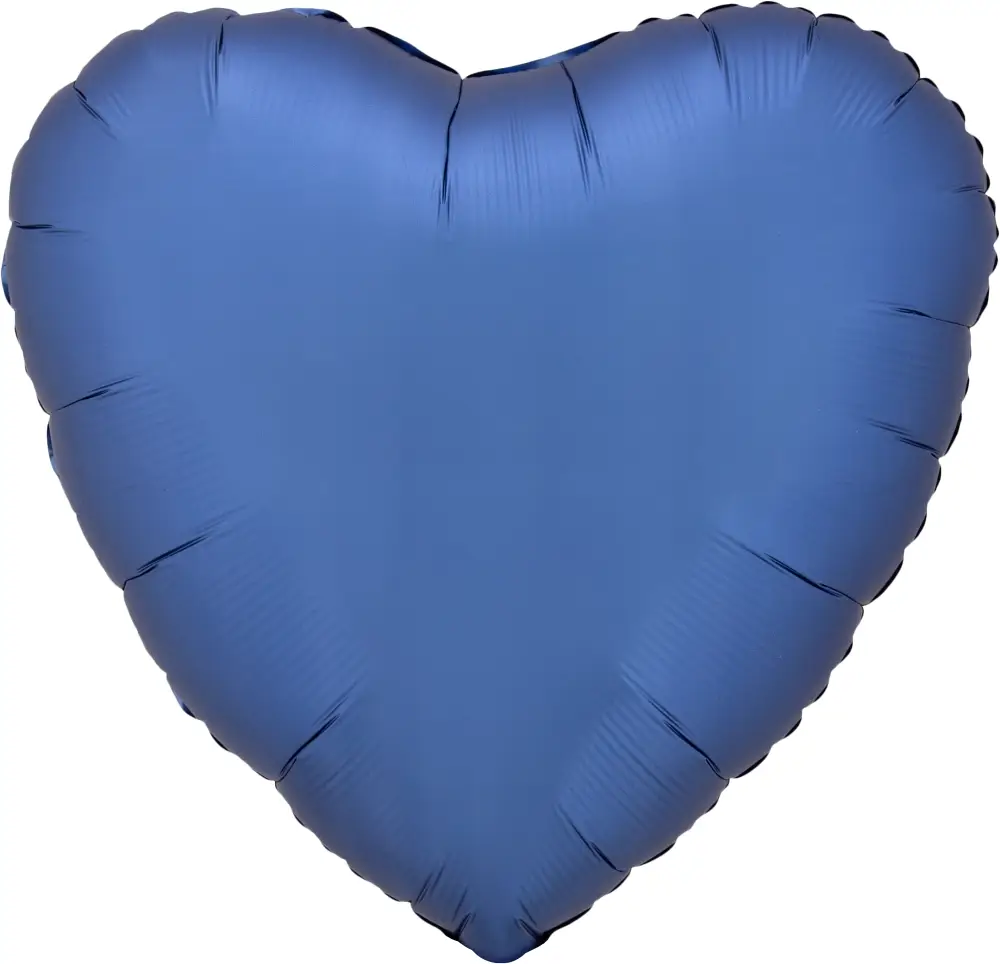 Satin blue slate heart shape mylar