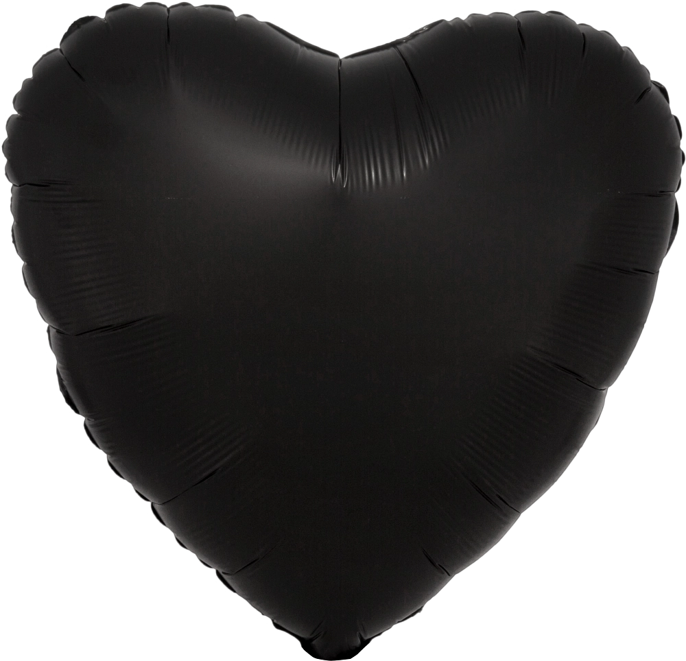 Satin black heart shape mylar