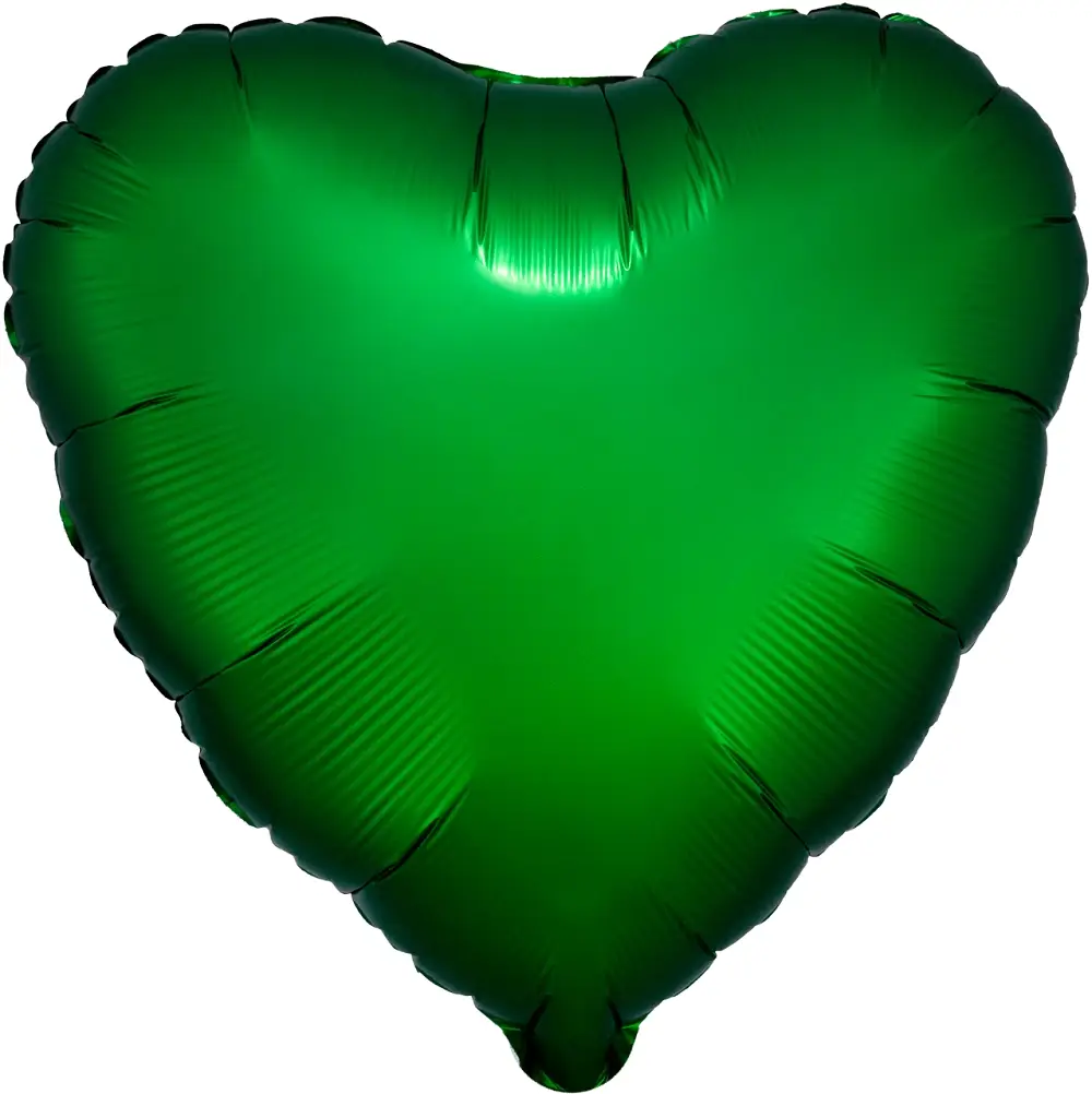 Satin Kelly Green heart shape mylar