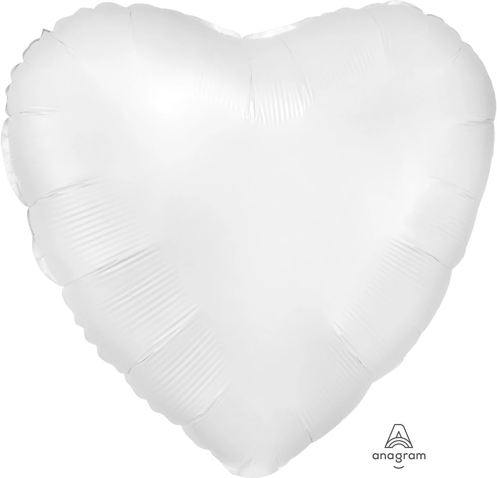 Satin white heart shape mylar