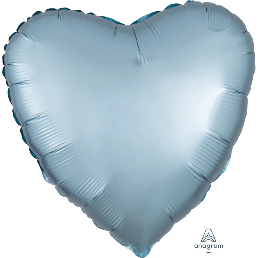 Satin Pastel Blue heart shape mylar