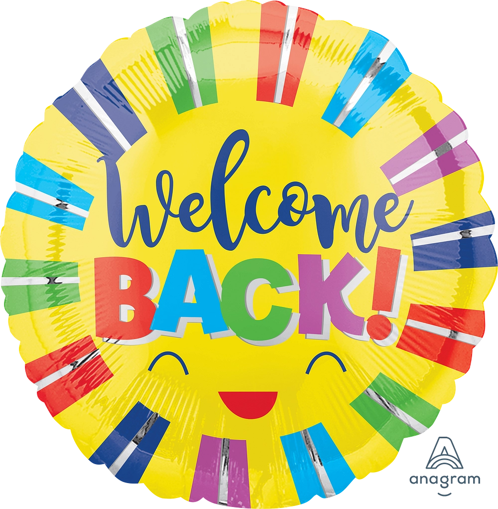 Welcome Back Stripes  Mylar balloon 18in