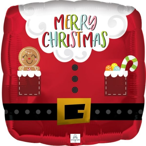 18” “ Merry Christmas” Santa’s belly Mylar