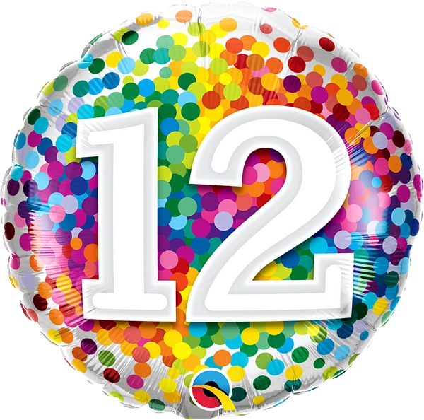 #12 Rainbow Confetti Mylar balloon 14in