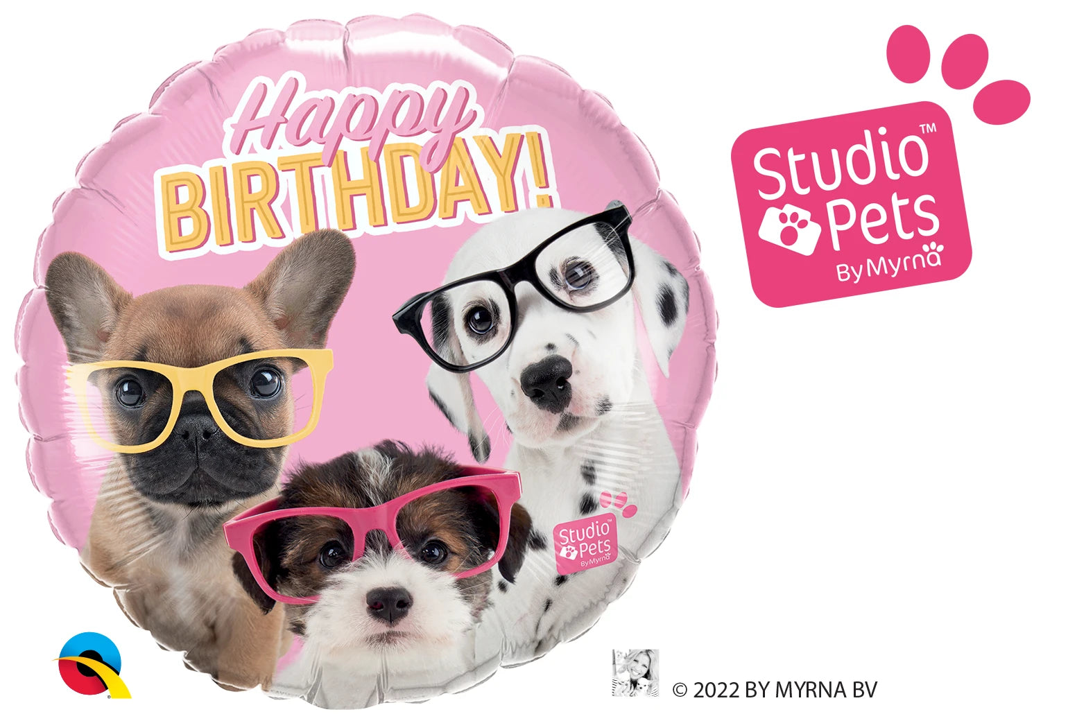 Birthday Puppies With Glasses Foil Balloons 18in