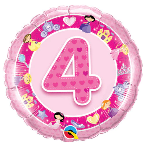 #4 Pink Princess Mylar balloon 18in