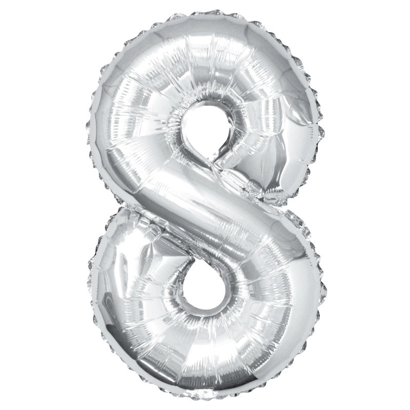 #8 Silver number balloon  34in