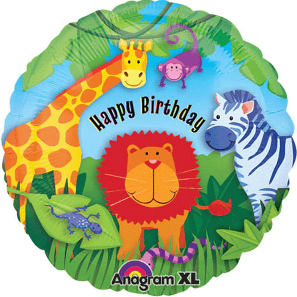 Wild Kingdom Happy Birthday Foil Balloons 18in