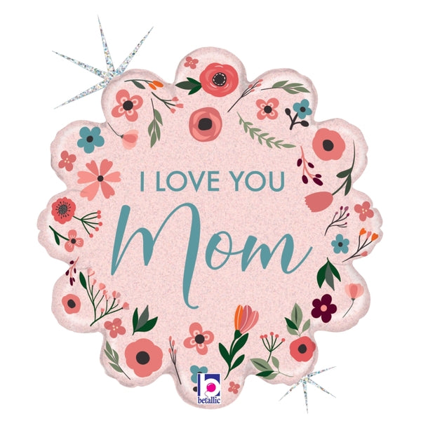 Mint I Love You Mom Foil Balloons 18in