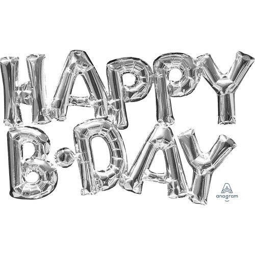 Happy Birthday air filled balloon letters Silver 30in