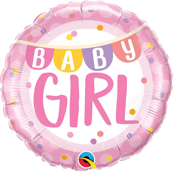 18” Baby girl dots mylar