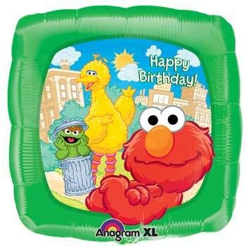 Elmo & Friends Happy Birthday Square Balloon Mylar 18in