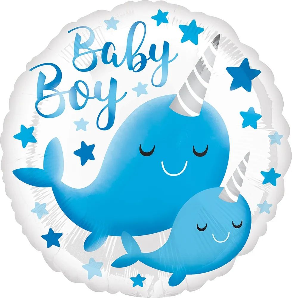 Narwhal Baby boy  Mylar balloon