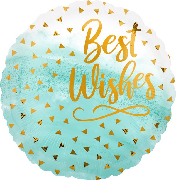 17″ Best Wishes Gold Confetti Mylar balloon