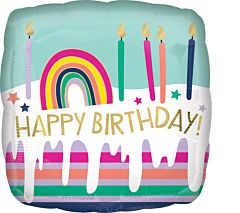17″ Happy Birthday Frosted Striped Cake