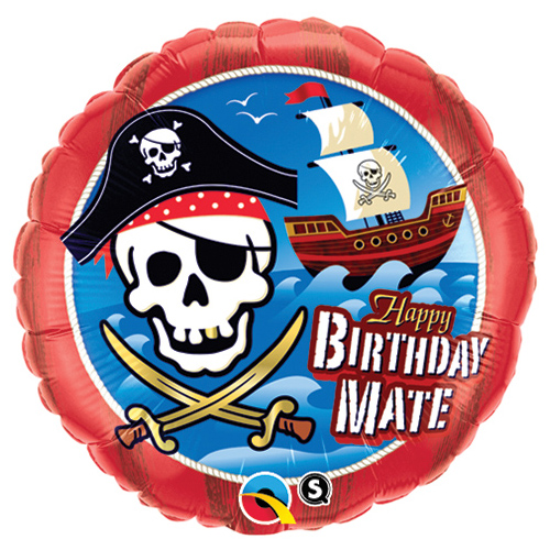 18″ Pirate Party – Happy Birthday Mate – Foil Balloon