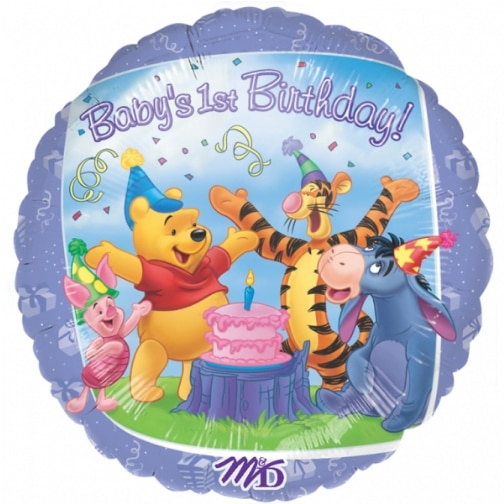 18″ Pooh & Friends – Baby’s 1st B-Day – Mylar Foil Balloon” Baby’s 1st Birthday” Winnie the Pooh Mylar