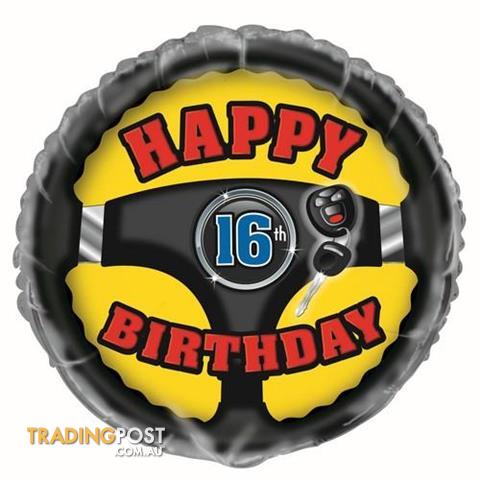 1st Car 16th Birthday Mylar balloon