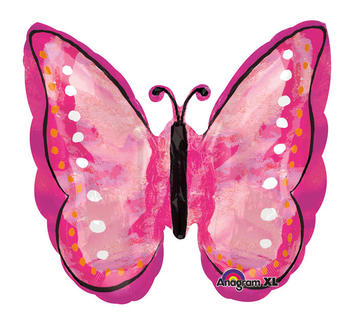 25″  Painted Pink Butterfly Balloon