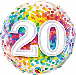 #20 Rainbow Confetti Mylar balloon