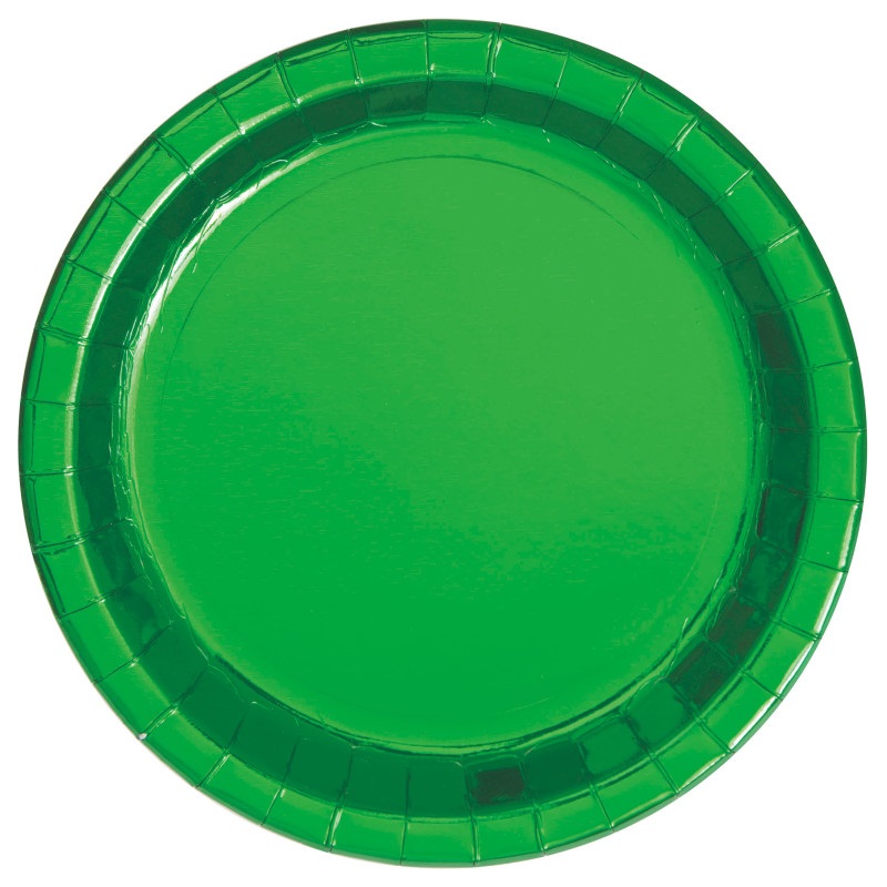 Green Foil Round 7″ Dessert Plates 8ct