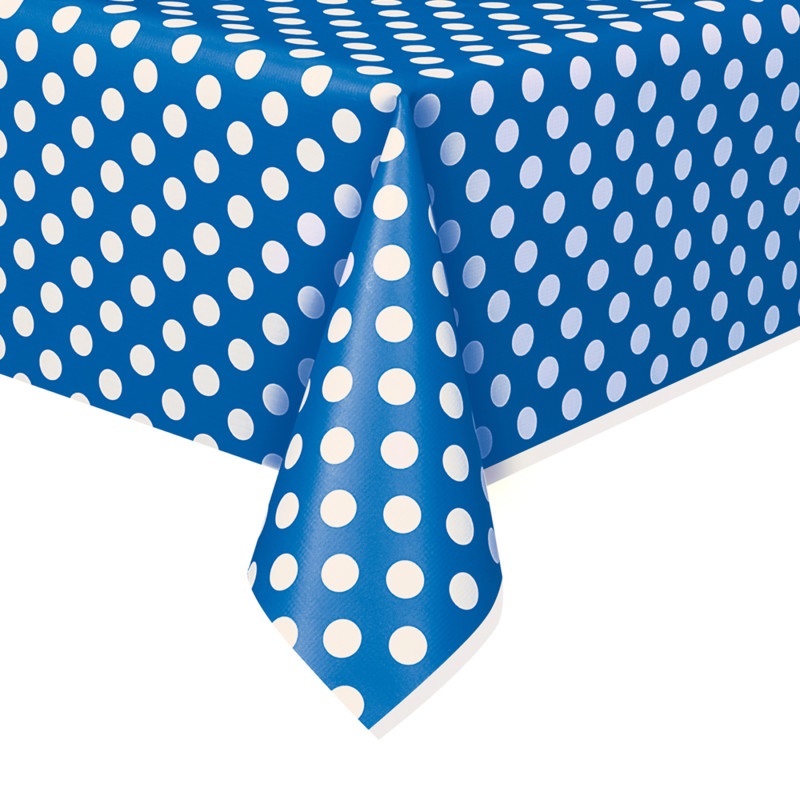 Royal blue polka dot  Rectangular Plastic Table Cover 54″ x 84