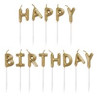Gold “Happy Birthday” Letter Pick Birthday Candle