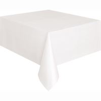 White Rectangular Plastic Table Cover 54″ x 108″