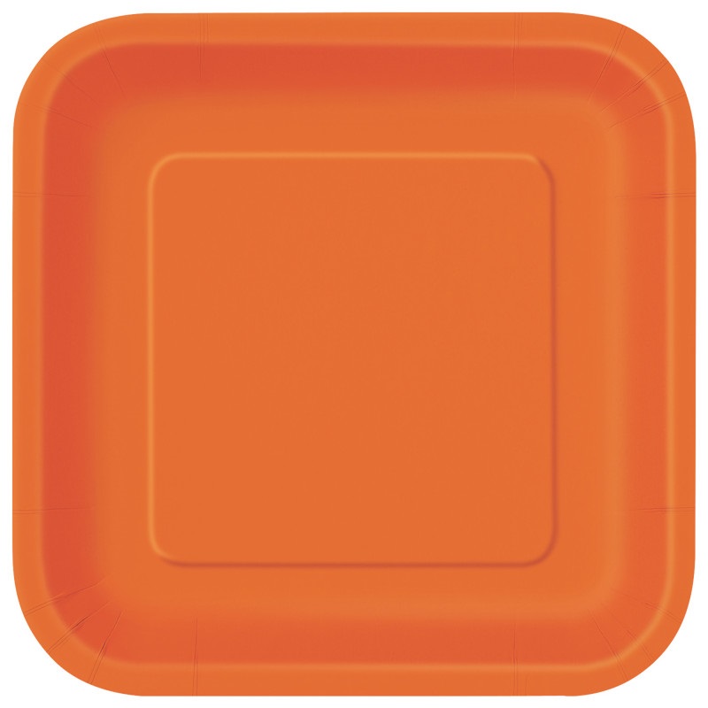 Pumpkin Orange Solid Square 7″ Dessert Plates 16ct