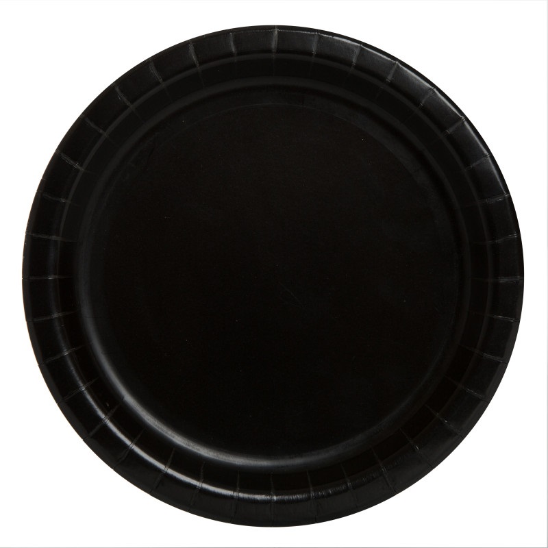 Black Solid Round 7″ Dessert Plates 20ct