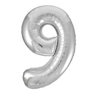 #9 Silver  number balloon 34 inch