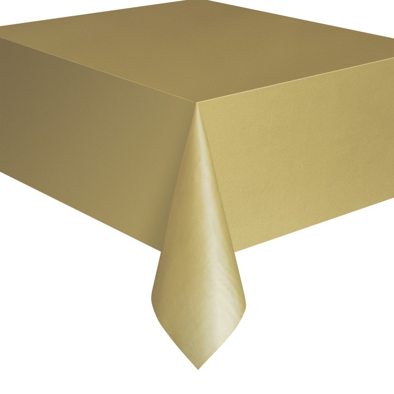 Gold Solid Rectangular Plastic Table Cover 54″ x 108