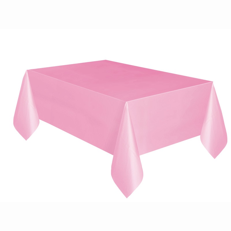 Lovely Pink Solid Rectangular Plastic Table Cover
