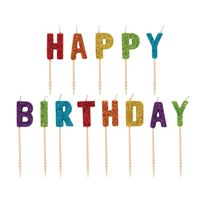 Rainbow Glitter “Happy Birthday” Letter Pick Birthday Candles