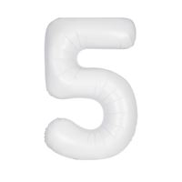 #5 white  matte number  balloon 34 inch