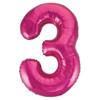#3 Hot Pink shape balloon 34 inch