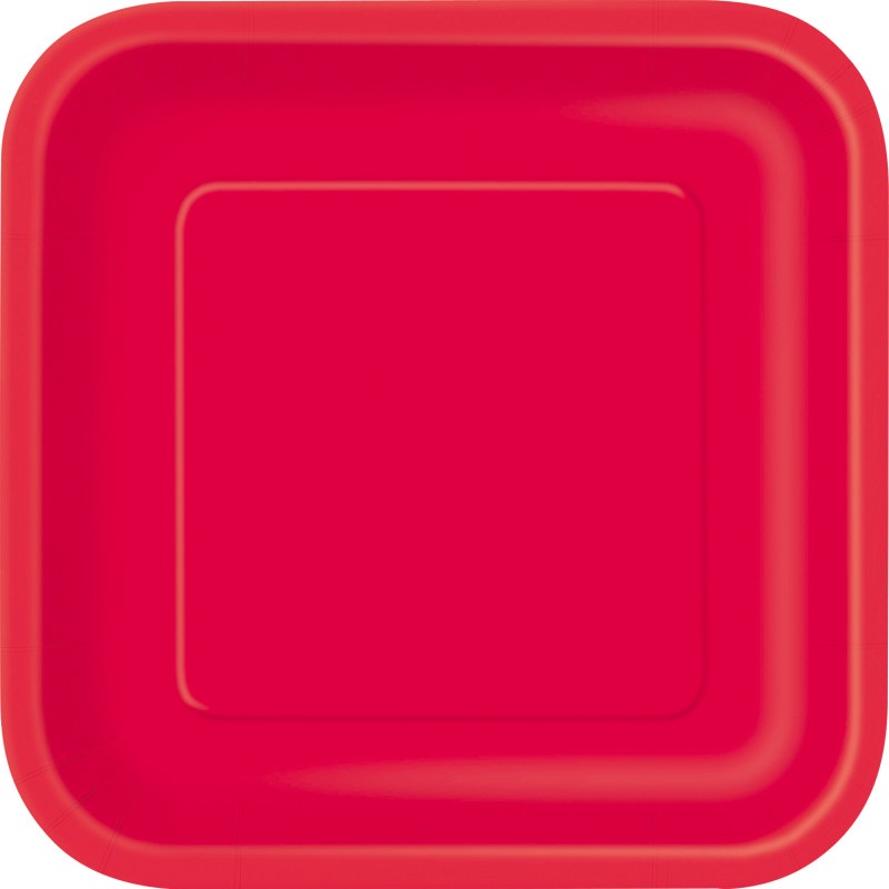 Ruby Red Solid Square 7″ Dessert Plates 16ct