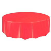 Red Solid Round Plastic Table Cover 84″ –